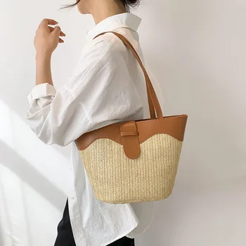 Новый тренд, женские соломенные сумки-мессенджеры, женская сумка через плечо, женская дизайнерская сумка, повседневная сумка-тоут большой емкости, женские пляжные сумки