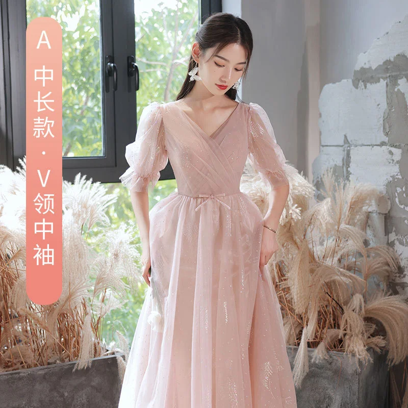 Платье подружки невесты Xianqi 2023 Новое розовое платье Свадебное платье для сестер Женское платье длинное вечернее платье Платья подружек невесты 5