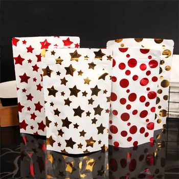 Новые Рождественские Звезды В Горошек Стоят Упаковочные Пакеты из Алюминиевой Фольги Doypack X-mas Подарки Носки Сахарные Закуски Сумки Для Хранения