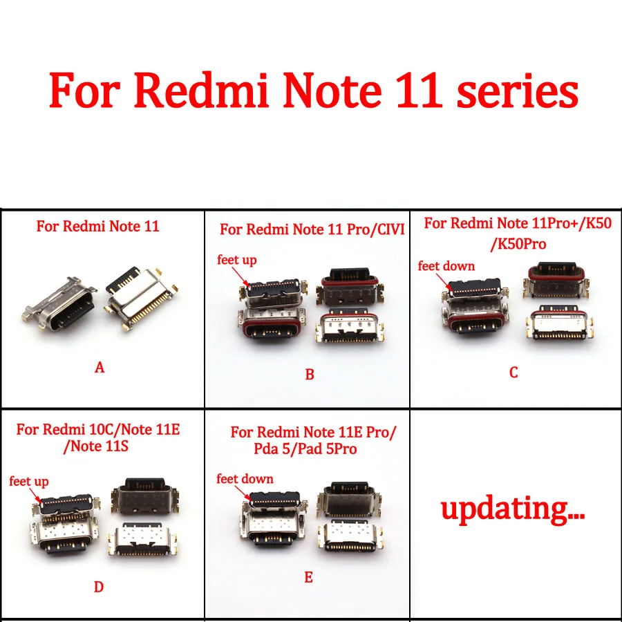 10 шт. USB-Порт Для зарядки Xiaomi Civi Redmi K50 10C Note 11 E Pro/11S/11E/11Pro/Note11S/Note11 Pro +/Pad 5 Разъем Для Зарядного устройства 0