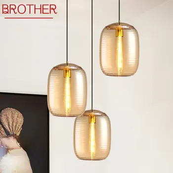 BROTHER Современные золотые светодиодные подвесные светильники Промышленный Креативный Стеклянный дизайн Подвесной светильник для дома Столовая Гостиная Декор спальни