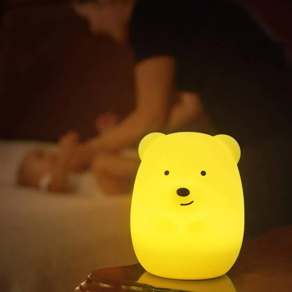 Силиконовая лампа для изменения цвета Pat в форме Медведя Совы Светодиодный ночник для детской комнаты Kids Baby 0