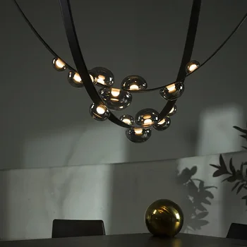 Современная светодиодная кожаная подвесная лампа с регулируемой яркостью для стола, столовой, гостиной, спальни, прихожей, люстры, светильника для домашнего декора