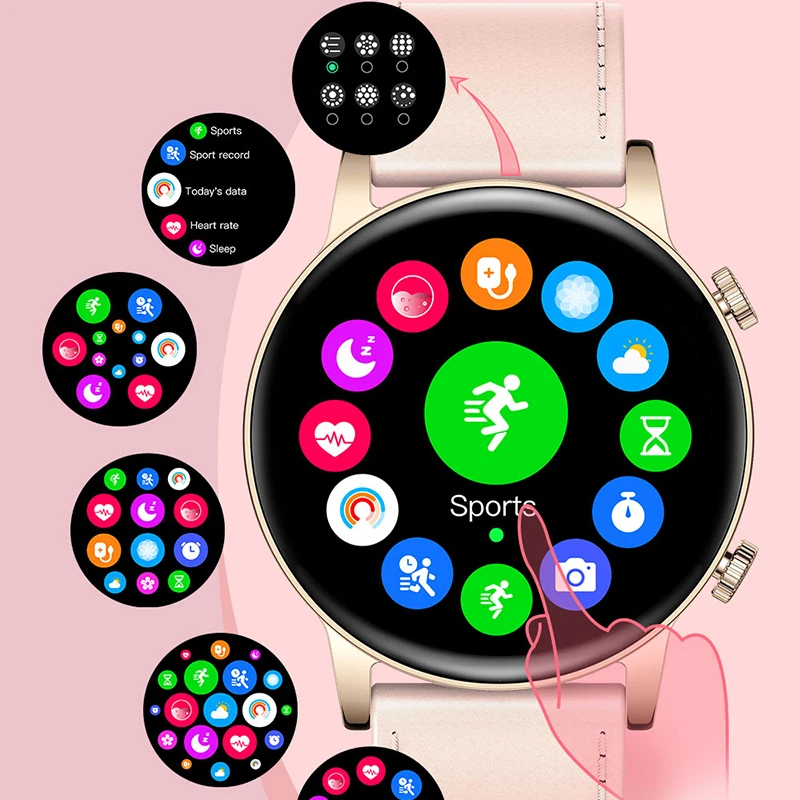ZK30 Bluetooth Call Женские смарт-часы Женские AMOLED 360 * 360 HD экран Всегда отображает часы с пользовательским циферблатом SmartWatch для Xiaomi 1