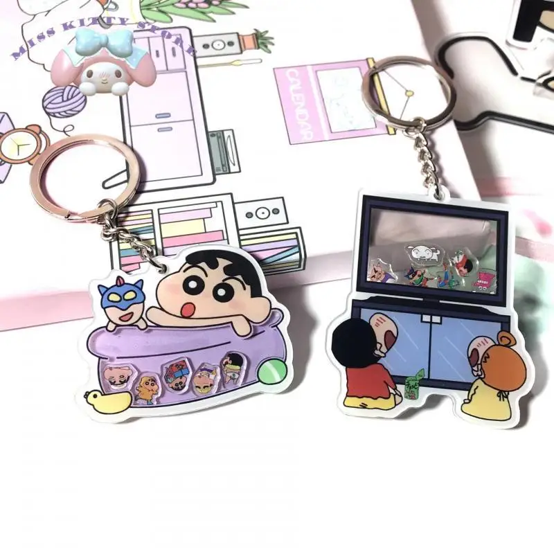 Детский мультяшный кулон Sanrio Kuromi, прекрасная акриловая анимация, окружающая двусторонний брелок, подвеска для студенческой сумки, брелок для ключей 1