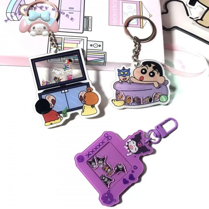 Детский мультяшный кулон Sanrio Kuromi, прекрасная акриловая анимация, окружающая двусторонний брелок, подвеска для студенческой сумки, брелок для ключей 3