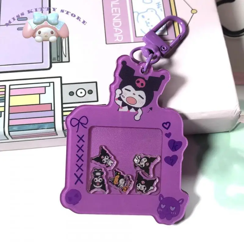 Детский мультяшный кулон Sanrio Kuromi, прекрасная акриловая анимация, окружающая двусторонний брелок, подвеска для студенческой сумки, брелок для ключей 4