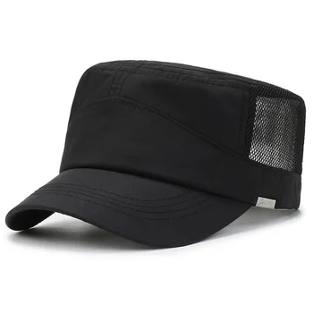 Летняя сетчатая шляпа с плоским верхом для мужчин, Дышащая Быстросохнущая военная кепка для занятий спортом на открытом воздухе Cadet Kepi