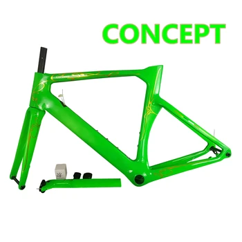 Концепт-Карбоновые рамы с Золотым Логотипом и Зеленой Росписью, Дисковый Тормоз Для Шоссейного велосипеда С Прямым Креплением, Комплект Велосипедных Рам от DPD UPS Для ЕС