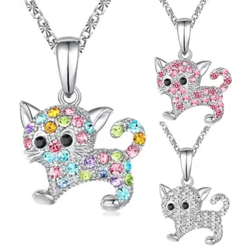 Креативные подвески с милыми кошками, ожерелья для женщин, красочная цепочка для ключиц с животными, модное заявление, минималистичный ювелирный подарок для вечеринки