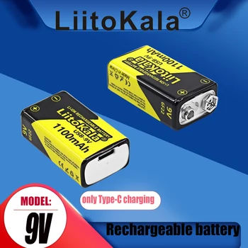 2ШТ LiitoKala USB-9V 1100 мАч Аккумуляторная батарея Type-C USB Аккумулятор литиевый для мультиметра Игрушечный пульт дистанционного управления микрофоном