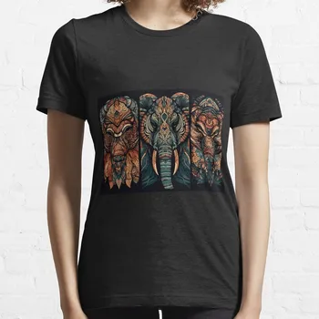 Племенные маски слонов, футболки для женщин, футболки с кошками свободного кроя для женщин, футболки с рок-н-роллом для женщин