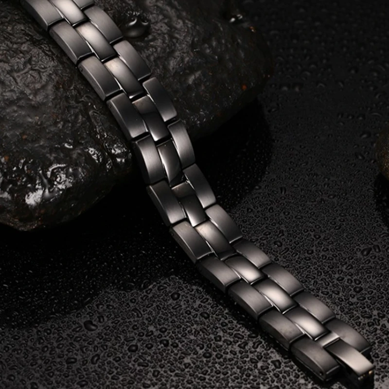 Браслет на черном магните из нержавеющей стали, простое и модное мужское ювелирное изделие, браслет, излучающий здоровье 3