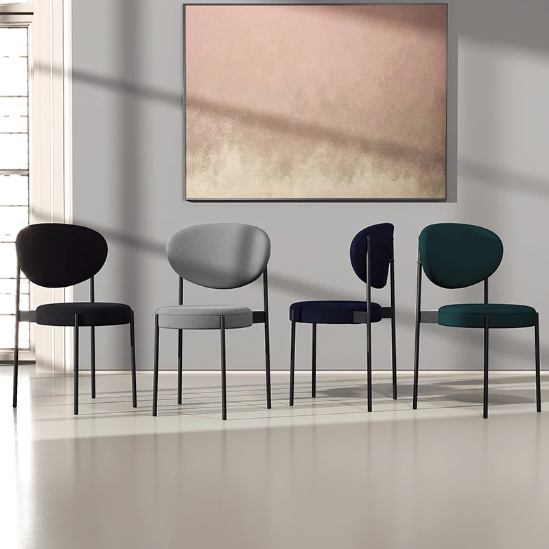 Модные европейские стулья для столовой, современный металлический стул с нейтральной черной ножкой для гостиной, Элегантный шезлонг для отдыха, мебель для кормушек 2