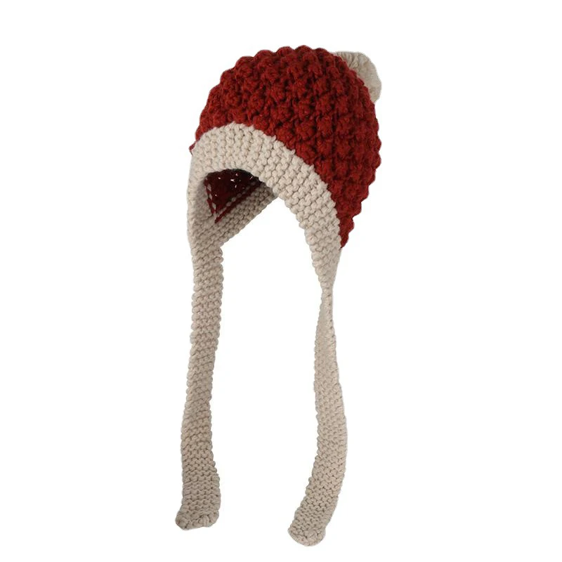 Cottvott Зимняя теплая вязаная шапка Ветрозащитная Утепленная шапка-бомбер Наушники-ушанки Y2K Beanie Для женщин Ручной работы 5