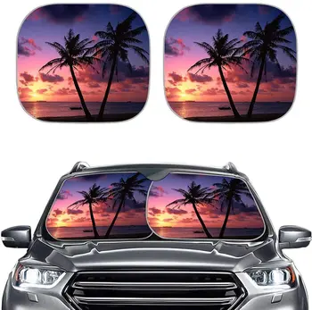 Автомобильные Аксессуары Hawaii Palm в упаковке из 2 штук, Солнцезащитный Козырек на Лобовое стекло Автомобиля Универсального Размера для Автомобиля, Солнцезащитный Козырек на Переднее стекло, в упаковке из 2 штук