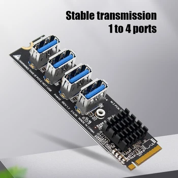 M.2 Mkey- 4 PCI-E Riser Card Высокоскоростной USB3.0 Мультипликатор Концентратор Адаптер Стабильная Передача Аксессуары для Настольного Компьютера