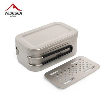 Ланч-бокс для кемпинга Widesea, легкая коробка для бенто на открытом воздухе с ручкой для крышки, Складная посуда для пикника, Кухонная посуда, горшок для рыбалки