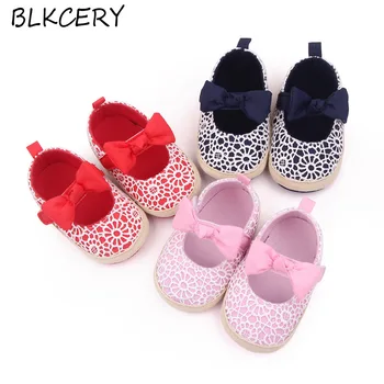 Обувь Для новорожденных девочек, детская повседневная обувь на плоской подошве Mary Jane с бантом, Розовые лоферы принцессы, обувь для обучения ходьбе для младенцев
