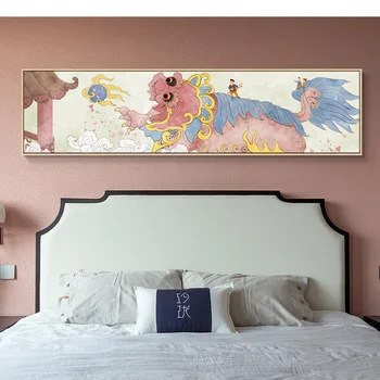 Новый китайский благоприятный журавль прикроватный холст живопись плакаты печать абстрактных акварельных настенных рисунков для гостиной спальни