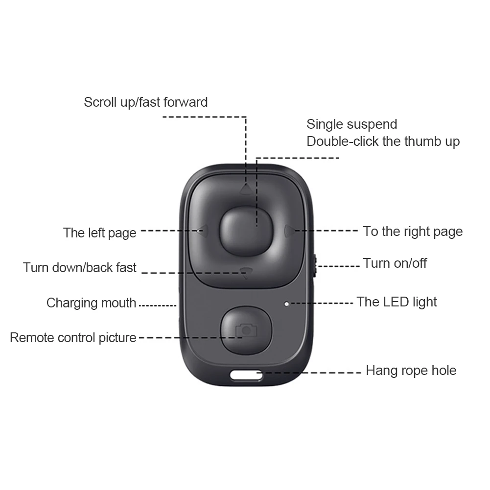 Беспроводной пульт дистанционного управления Bluetooth, совместимый с кнопкой разблокировки затвора, камерой, телефоном, контроллером для перелистывания страниц, перезаряжаемым 5