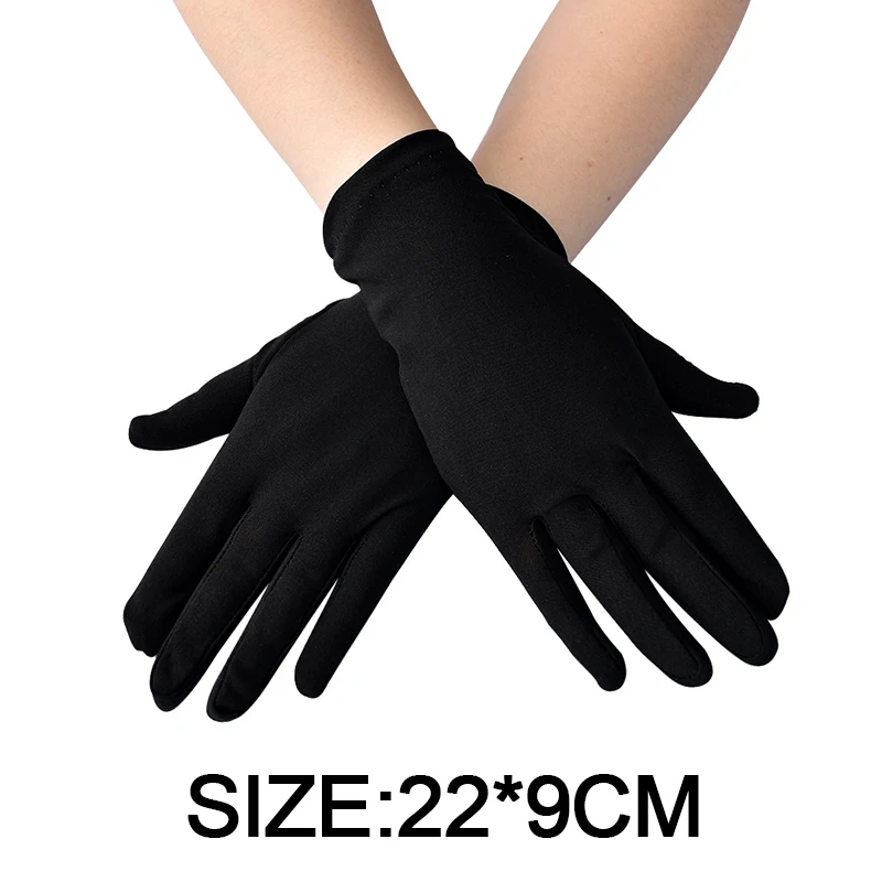 Ретро Женщины Мужчины Этикет Короткие Перчатки Стрейч Защита От Солнца Полный Палец Рукавицы Черный Спандекс Сексуальные Перчатки для вождения Handschoenen 5