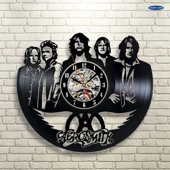 saat Aerosmith Band Art Виниловая Пластинка Настенные Часы Декор Дизайн Дома reloj
