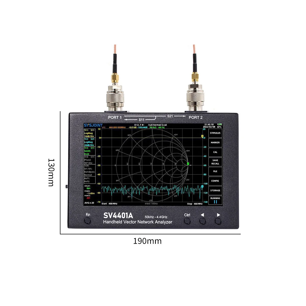 SV4401A 7-дюймовый Сенсорный ЖК-Дисплей 50 кГц -4,4 ГГц Векторный Сетевой Анализатор HF VHF UHF Антенный Анализатор NanoVNA с Тестовой Платой RF 4