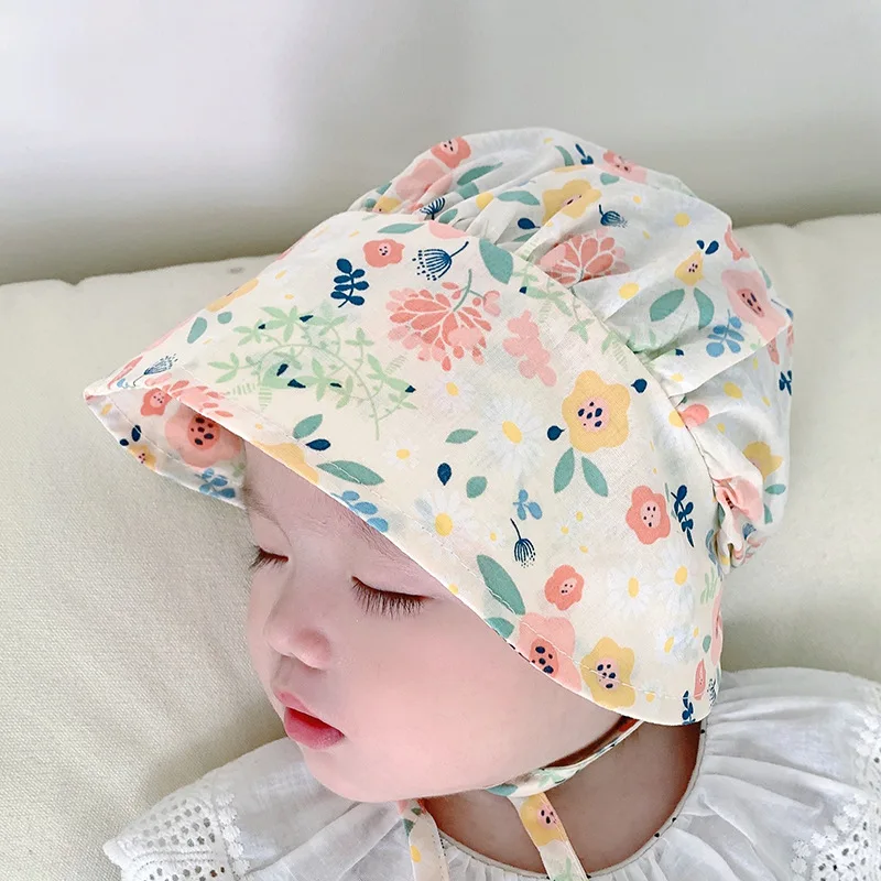 Летняя Новая шляпка для девочки с Милым цветком из мягкого хлопка Для новорожденных, Панама для малышей, Уличные Пляжные Шляпы от Солнца, Панама 0