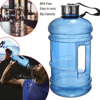 Бутылка для воды с большой крышкой 2,2 л Бутылка с ручкой для занятий фитнесом на открытом воздухе, для занятий в тренажерном зале, для занятий спортом в тренажерном зале