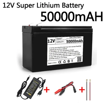 Аккумулятор 12V 50Ah 18650, литиевый аккумулятор, подходит для солнечной энергии, индикатор заряда аккумулятора электромобиля + зарядное устройство 12.6V3A