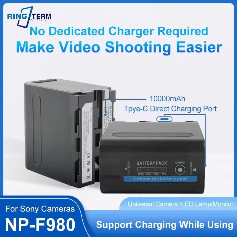 10000 мАч Для Type-C NP-F980 NP-F970 NP F960 NP F970 Аккумулятор с USB-выходом для зарядки Sony PLM-100 CCD-TRV35 MVC-FD91 MC1500C 0