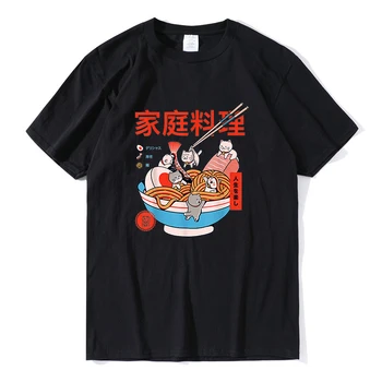 Кошка Рамен И Мини Кошка графическая футболка мужская одежда лето 2021 Забавная Японская Лапша harajuku футболка с принтом kawaii cat модные топы