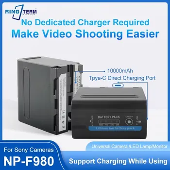 10000 мАч Для Type-C NP-F980 NP-F970 NP F960 NP F970 Аккумулятор с USB-выходом для зарядки Sony PLM-100 CCD-TRV35 MVC-FD91 MC1500C