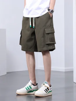 Летние мужские брюки Caro, 8XL, Би-размер, с множеством карманов, с завязками, из дышащего хлопка, повседневные брюки свободного кроя, в обтяжку.