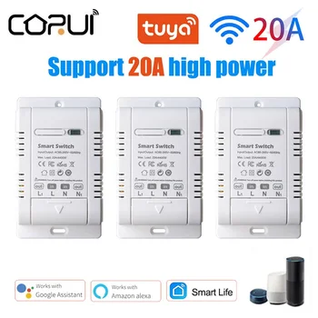 CORUI Tuya Smart WiF Поддержка прямого подключения Bluetooth Голосовой пульт дистанционного управления телефоном 20A Модификация интеллектуального переключателя Высокой мощности