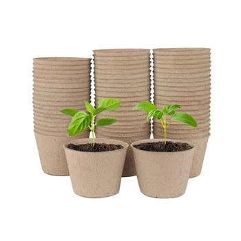 Торфяные горшки, 70 шт 4-дюймовые горшки для посадки растений с дренажными отверстиями Биоразлагаемые горшки для растений с 20 растениями