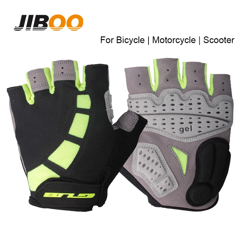 Официальные Велосипедные Перчатки JIBOO из натуральной кожи Унисекс, Дышащий Шоссейный велосипед из Лайкры, Электровелосипед, Перчатки без пальцев, Аксессуары для велоспорта 0