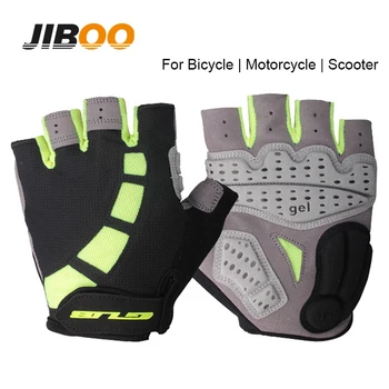 Официальные Велосипедные Перчатки JIBOO из натуральной кожи Унисекс, Дышащий Шоссейный велосипед из Лайкры, Электровелосипед, Перчатки без пальцев, Аксессуары для велоспорта