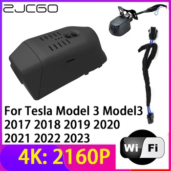 ZJCGO 4K 2160P Видеорегистратор Автомобильный видеорегистратор с 2 объективами, рекордер Wifi ночного видения для Tesla Model 3 Model3 2017 ~ 2023