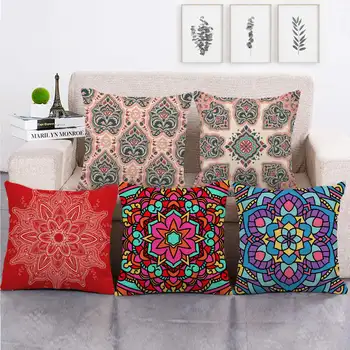 Льняная подушка с обычным цветочным рисунком, офисная наволочка для дивана 480
