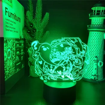 3D светодиодные ночники Genshin Impact Hu Tao Аниме украшения Maison Room Decor Манга Перезаряжаемая коллекция орнамент WT