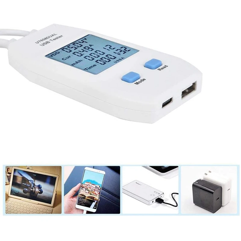 USB-тестер, ЖК-USB-тестер, детектор вольтметра, амперметр, цифровой измеритель мощности (UT658 Dual) 4