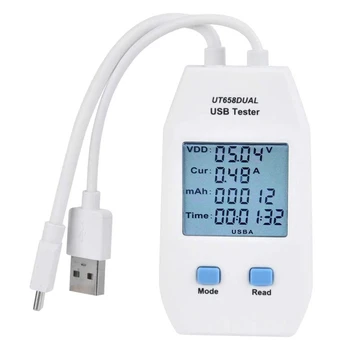 USB-тестер, ЖК-USB-тестер, детектор вольтметра, амперметр, цифровой измеритель мощности (UT658 Dual)