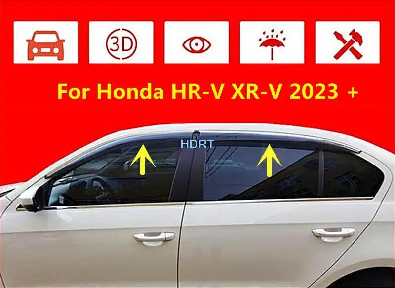 Автомобильный Оконный Дверной Козырек Для Honda HR-V HRV XR-V XRV Vezel 2023 + Вентиляционный Тент Защита От Дождя Для Бровей, Дефлектор, Наклейка, Аксессуары 0