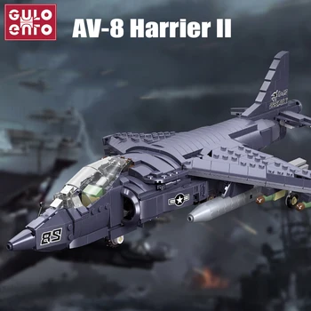 GULOGULO Великобритания США AV-8 Harrier II Строительные Блоки Штурмовой Военный Самолет Оружие Кирпичи Истребитель Подарок для Мальчика Дети Взрослые Игрушки 807 шт.