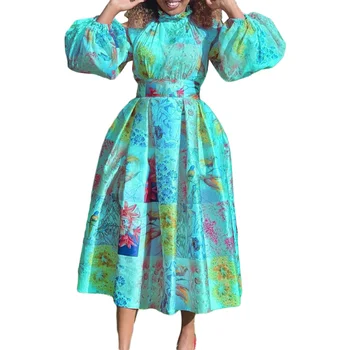 Африканские платья для женщин 2023 Элегантное Осенне-весеннее платье миди в стиле дашики, женская Традиционная африканская одежда