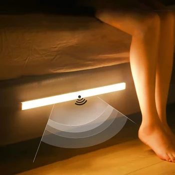 Перезаряжаемый USB датчик движения, подсветка под шкафом, ночник, освещение кухни, спальни, настенный светильник, лампа для гардероба, лестница