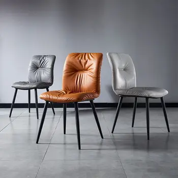 Nordic Light Роскошный Обеденный стул, стул для домашнего ресторана, Мягкое кресло, Дизайнерское Кожаное кресло для салона, Удобное Обеденное кресло