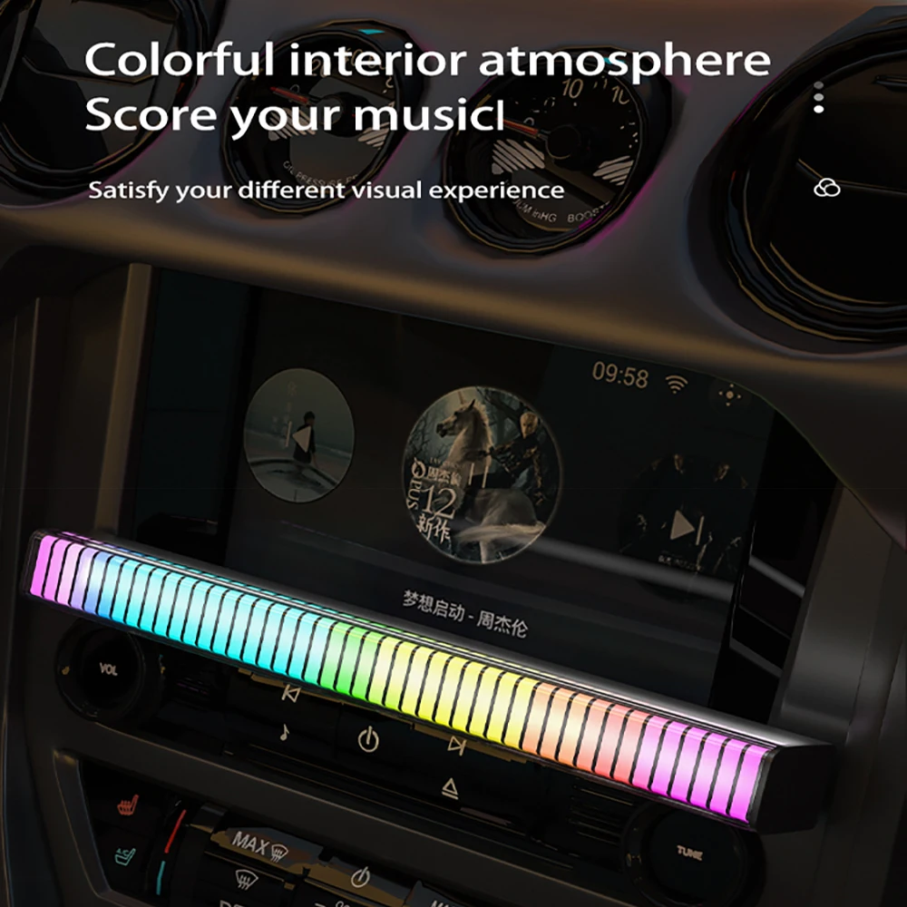 Интеллектуальные RGB-подсветки для управления звуком, 3D двухсторонний звукосниматель, светодиодные фонари, Ритмическая окружающая лампа, управление приложением для автомобильных игр, настольные лампы. 1